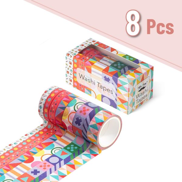 Mr. Pen- Washi Tape Set, 8 Rolls, Geo Labyrinth, Decorative Tape, Washi Tapes, Scrapbook Tape, Scrapbook Washi Tape for Journaling washington dc