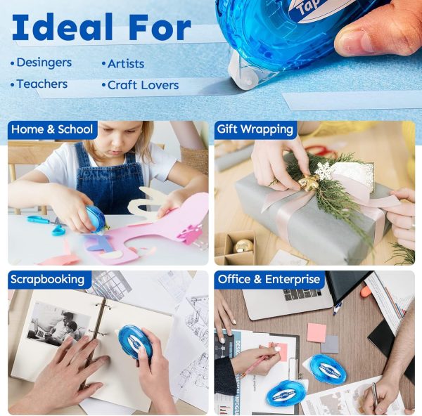 12 Pack Double Sided Tape Roller, 8mm x 315 Inch Permanent Adhesive Scrapbook Tape Dispenser Runner, Glue Tape Roller for Scrapbooking, Crafts and Arts Projects, Photo-Safe, Smooth & Clean packback