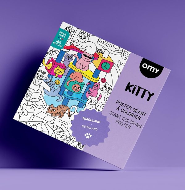 Omy Giant Coloring Poster – Kitty | Fun and Creative Coloring Activity | Extra-Large Poster to Color Alone or with Others | Easy-to-Frame Format | from 3 Years Old-3