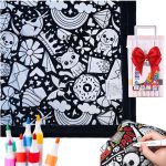 DIY Coloring Blanket with Markers - Color Your Own Blankets, Customizable Blanket You Can Color Fuzzy Velvet Washable Creative Personalized Cozy Home Decor Ideal (Mushroom)(Happy Doodle)-0