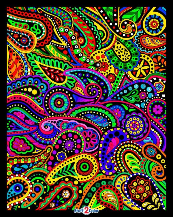 Stuff2Color Paisley - Fuzzy Velvet Coloring Poster for All Ages - Fun Coloring Activity-0