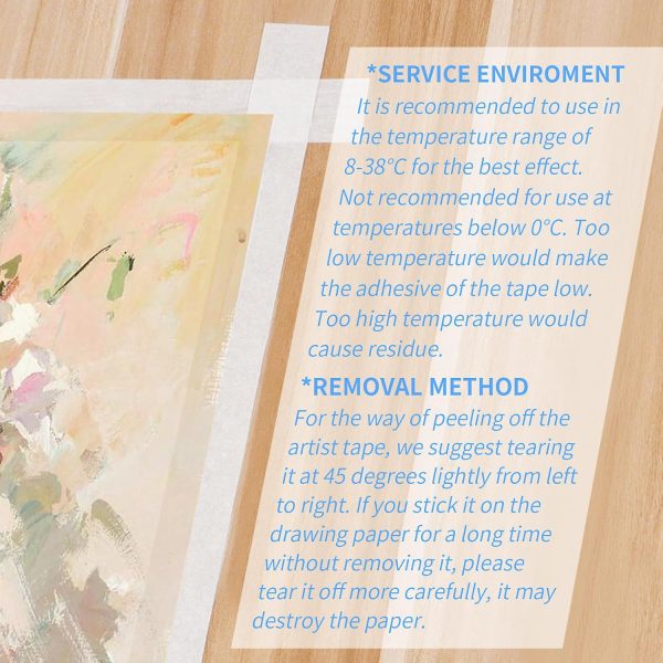 2 Packs Artist Tape Medium Tack White Art Tape for Watercolor Paper Drafting Art Painting Canvas Framing Acid Free Masking Tape- 0.25IN Wide 197FT Long Total 2fa