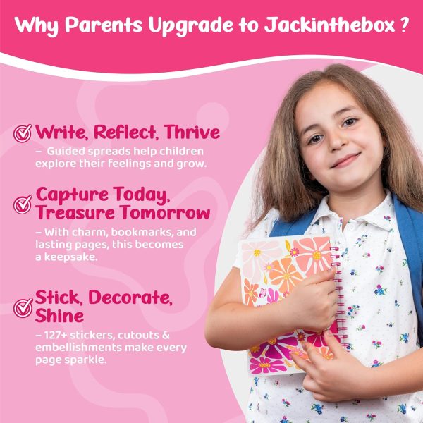 jackinthebox DIY Journal for Girls Ages 8-12, 242 pcs, Journaling kit, Tween Scrapbook, Includes 10 Mental Health Exercises, Girls Diary 8 9 10 11 12 Years-3