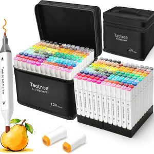Taotree Alcohol Markers 120 Colors with Case & Holders, Dual Tips Art Coloring Markers Pens, Chisel & Fine Sketch Pens Art Supplies for Artist Kids Adult Coloring Books Drawing, Painting, Sketching colorescience