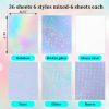 36 Sheets Holographic Sticker Paper Holographic Clear Vinyl Self Adhesive Waterproof Transparent Laminating Sheets Rainbow Overlay with A4 (11.7 x 8.3 Inch) 6 Styles Mixed sticker printing