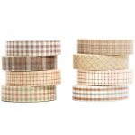 YUBX Vintage Washi Tape Set 8 Rolls Thin Retro Decorative Antique Patterns Masking Tapes for Arts, DIY Crafts, Journals, Planners, Scrapbook, Wrapping (Retro Plaid) set