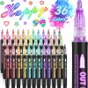Double Line Outline Markers, 36 Colors Super Squiggles Shimmer Outline Marker Pen Set, Self Outline Metallic Markers Glitter Writing Drawing Pens for Birthday Greeting Card, Doodling, DIY Art Crafts double rl