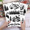 GLOBLELAND 4 Sheets Black and White Mountains Furniture Transfers 6x12inch Forest Animals Rub on Transfer UV Self-Adhesive Stickers Wall Art Craft for Bedroom Living Room Table Decoration-3