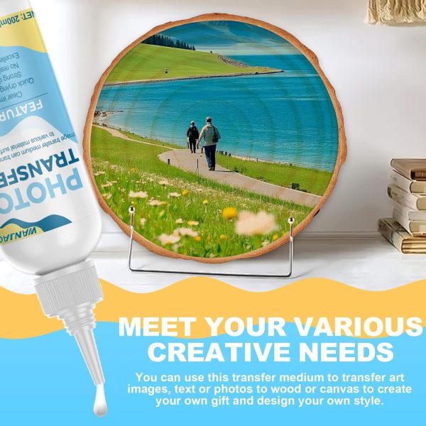 Photo Transfer Medium, Photo Transfer Liquid Gloss Gel Medium with Brush, Scraper, Latex Gloves Fast Drying for Wood and Hard Surfaces, 200ml White transfer by major