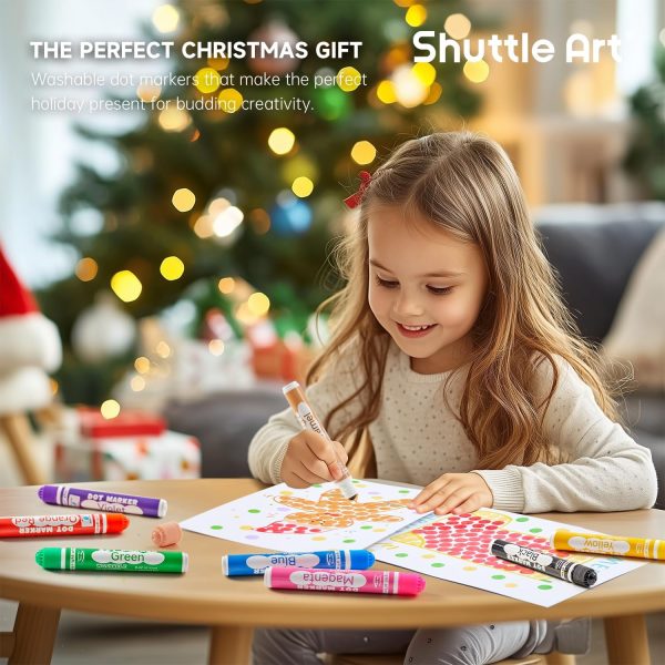 Shuttle Art Dot Markers, 12 Colors Washable Markers for Toddlers,Bingo Daubers Supplies Kids Preschool Children, Non Toxic Water-Based markers and minions