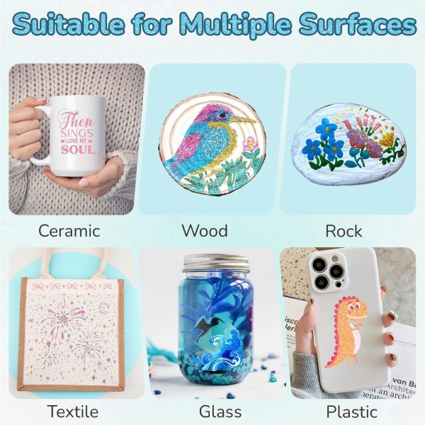 Glitter Markers Pen, 12 Glitter Colors Paint Pens Sparkly Metallic Shimmer Acrylic Marker Fine Point Tip 0.7mm Water-based Ink for Kids Adults DIY Crafts Greeting Birthday Cards-3