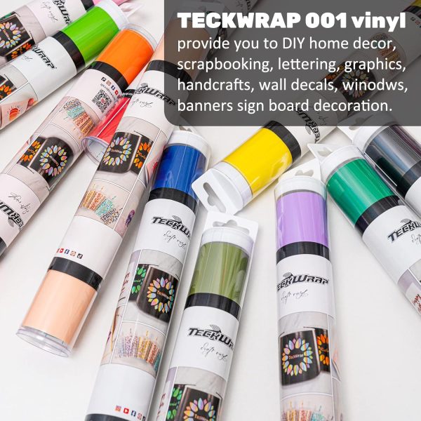 TECKWRAP 001 Vinyl Glossy Permanent Adhesive Vinyl for Craft Decal Projects 12" x 10ft, Glossy Coconut White-4