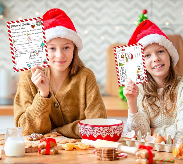 Whaline 25 Sets Color Your Own Letter to Santa with Envelopes Christmas Stripe Border Coloring Writing Paper Xmas DIY Coloring Writing Party Favors for School Family Crafts, 5 x 7 Inch-4