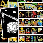 20pcs Construction Fuzzy Velvet Coloring Posters Velvet DIY Crafts Kits Color Your Own Construction Trucks Posters DIY Crafts for Family Time, Arts and Crafts, Travel, Quiet Time, Sharing, Party coloring