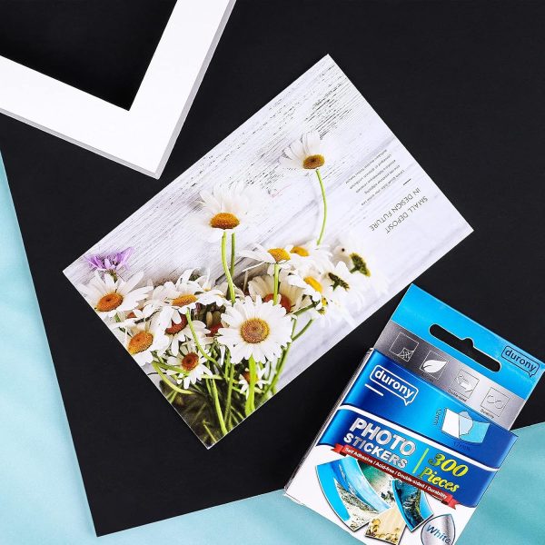 Durony 300 Pieces Photo Sticker White Double-Sided Self Adhesive Photo Tapes for Pictures DIY Photo Album Journal-4