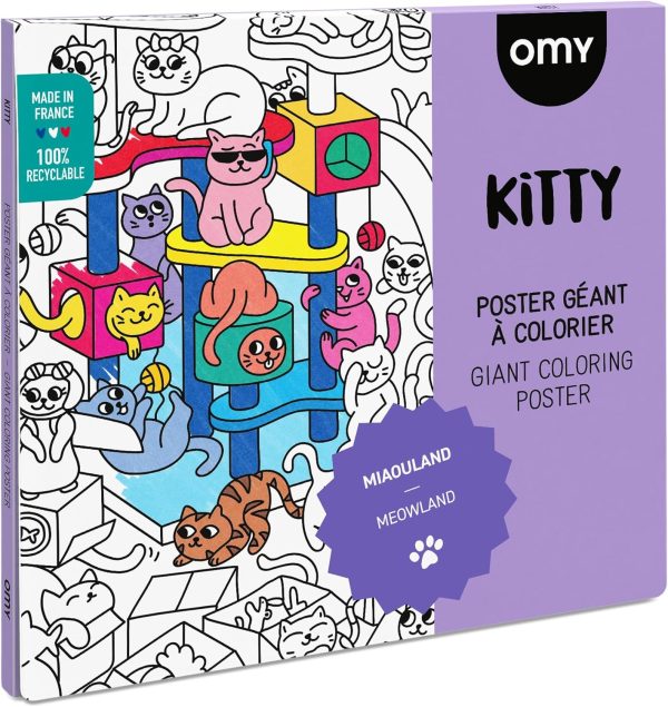 Omy Giant Coloring Poster – Kitty | Fun and Creative Coloring Activity | Extra-Large Poster to Color Alone or with Others | Easy-to-Frame Format | from 3 Years Old omyn