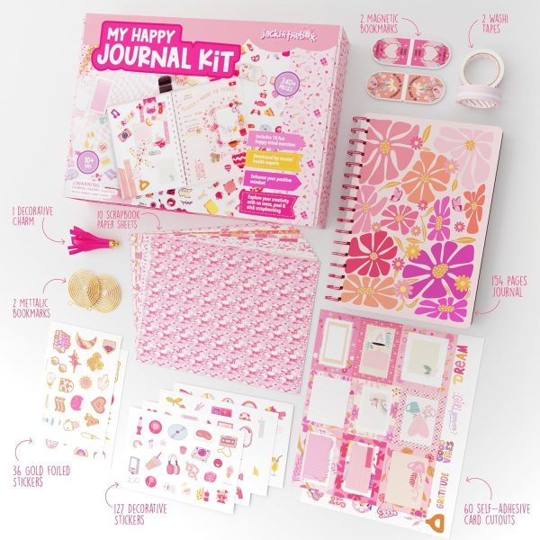 jackinthebox DIY Journal for Girls Ages 8-12, 242 pcs, Journaling kit, Tween Scrapbook, Includes 10 Mental Health Exercises, Girls Diary 8 9 10 11 12 Years-4