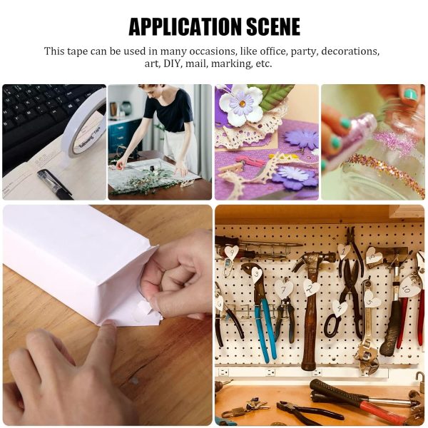 Double Sided Tape for Crafts, Double-Sided Tape for Arts, Scrapbook Supplies, Photography, Gifts Box, Scrapbooking, Card Making, Paper Backing, Tear-by-Hand, 6 Roll Heavy Duty Multi-Size Adhesive Tape-4