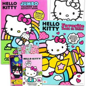 Hello Kitty Coloring Book for Kids Ages 4-8 - Bundle with Sanrio Coloring Pages, Activities, Games Plus Stickers, More | Hello Kitty Activity Book Set for Girls, Kids-0