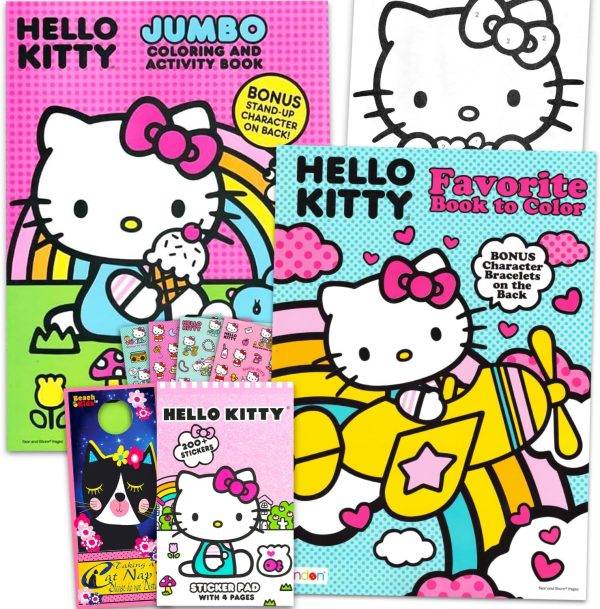 Hello Kitty Coloring Book for Kids Ages 4-8 - Bundle with Sanrio Coloring Pages, Activities, Games Plus Stickers, More | Hello Kitty Activity Book Set for Girls, Kids-0