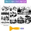 GLOBLELAND 4 Sheets Black and White Mountains Furniture Transfers 6x12inch Forest Animals Rub on Transfer UV Self-Adhesive Stickers Wall Art Craft for Bedroom Living Room Table Decoration-1