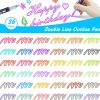Double Line Outline Markers, 36 Colors Super Squiggles Shimmer Outline Marker Pen Set, Self Outline Metallic Markers Glitter Writing Drawing Pens for Birthday Greeting Card, Doodling, DIY Art Crafts markers and minions