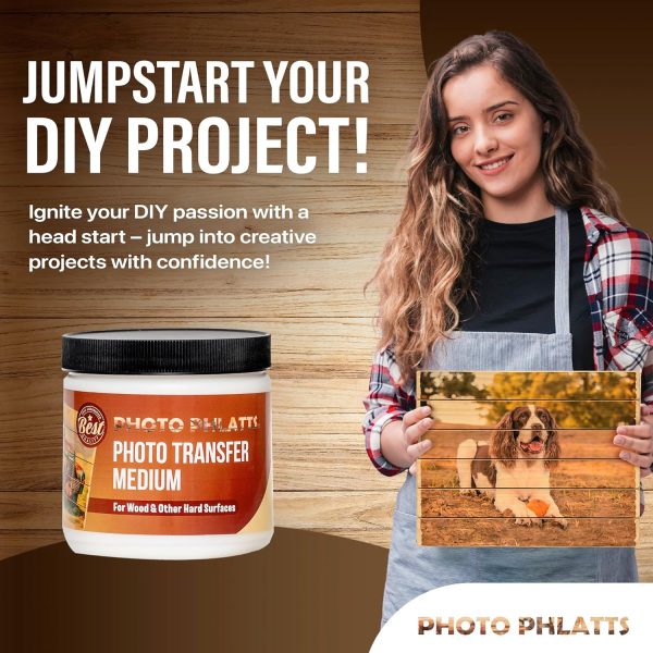 Photo Transfer Medium Gel for Transferring Photos to Wood and Other Hard Surfaces | Premium Clear Drying Solution for Beautiful Results on Your DIY Crafts and Personalized Gifts | 8oz-3