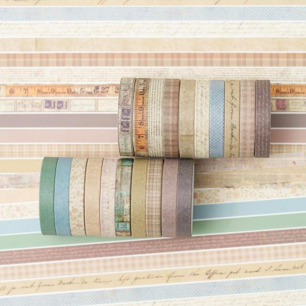 YUBX Vintage Washi Tape Set 20 Rolls Skinny Retro Decorative Antique Patterns Masking Tapes for Arts, DIY Crafts, Journals, Planners, Scrapbook, Wrapping (Vintage) vintage alhambra