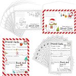 Whaline 25 Sets Color Your Own Letter to Santa with Envelopes Christmas Stripe Border Coloring Writing Paper Xmas DIY Coloring Writing Party Favors for School Family Crafts, 5 x 7 Inch-0