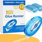 12 Pack Double Sided Tape Roller, 8mm x 315 Inch Permanent Adhesive Scrapbook Tape Dispenser Runner, Glue Tape Roller for Scrapbooking, Crafts and Arts Projects, Photo-Safe, Smooth & Clean double chicken please