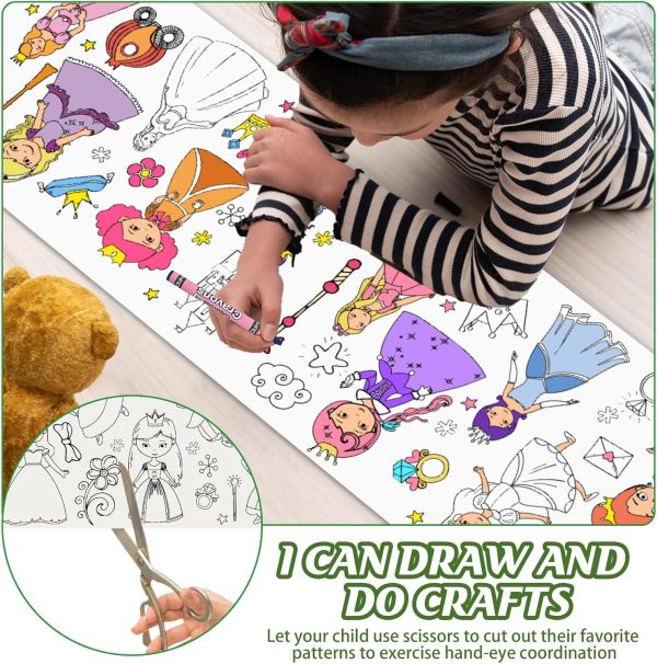 Nicime 118 * 11.8inch Cute Princess Coloring Roll, DIY Drawing Roll for Kid, Children Painting Paper for Classroom Home Wall Supplies Favor-4