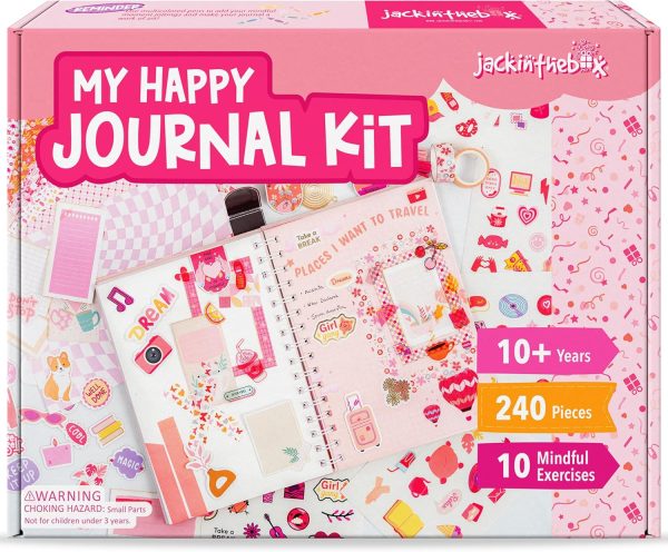 jackinthebox DIY Journal for Girls Ages 8-12, 242 pcs, Journaling kit, Tween Scrapbook, Includes 10 Mental Health Exercises, Girls Diary 8 9 10 11 12 Years-0