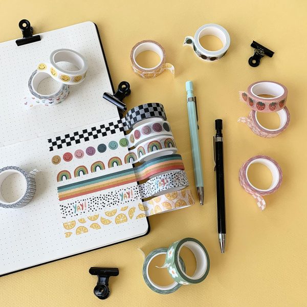 ZYNSHE Washi Tape Set of 16 Rolls of 15 mm Wide Cute Decorative Washi Tape for Journaling, Scrapbook, Washy Crafts, Bullet Journals, Planners, DIY Décor, Gift Wrapping, Craft Supplies (Splash)-4