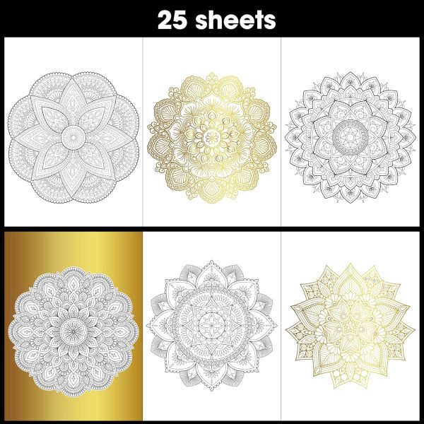 DESECRAFT Mandalas Coloring Book for Adults Relaxation - Spiral Bound Adult Coloring Book with Gold Foil Designs, Anxiety Relief & Stress Relief Gifts for Women 8.5" x 11" Tear Out Pages-3