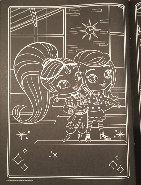 Nickelodeon Shimmer and Shine Bright Idea Book to Color - Includes 4 Milky Crayons (Black Pages to Color)-2