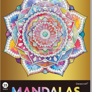 DESECRAFT Mandalas Coloring Book for Adults Relaxation - Spiral Bound Adult Coloring Book with Gold Foil Designs, Anxiety Relief & Stress Relief Gifts for Women 8.5" x 11" Tear Out Pages-0