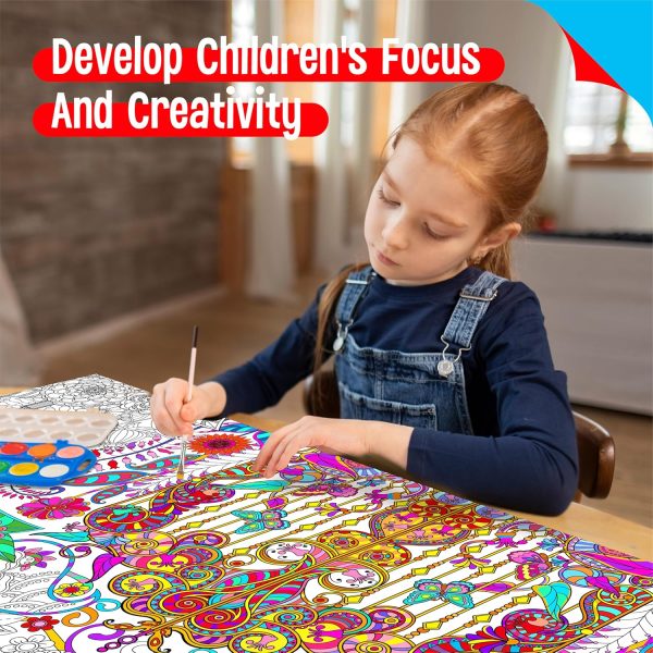 Giant Coloring Poster, Large Plant Coloring Activity Paper 75” x 31” Jumbo Size Versatile Paper DIY Painting Drawing Banner/Tablecloth for School Group Family Art Craft Activities Decoration-4