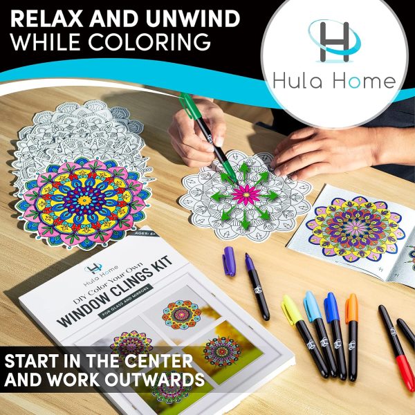 Hula Home Stained Glass Mandala Art Kit - DIY Window Clings with Markers, 10 Suncatchers - Perfect Hobby for Adults, Kids, Teens & Seniors - Ideal Gift for Beginners, Women & Elderly home assistant