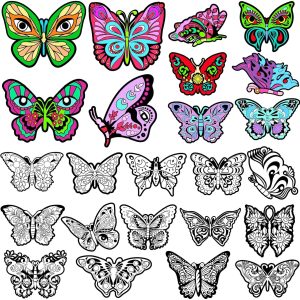 Motipuns 24 Pcs Butterflies Velvet Coloring Fuzzy Color Your Own Velvet Butterflies DIY Posters for Crafts and Arts Family Craft Project Party Favors and Activities(Classic Style)-0