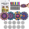 Hula Home Stained Glass Mandala Art Kit - DIY Window Clings with Markers, 10 Suncatchers - Perfect Hobby for Adults, Kids, Teens & Seniors - Ideal Gift for Beginners, Women & Elderly stained glass