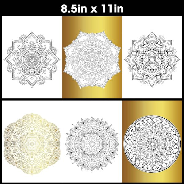 DESECRAFT Mandalas Coloring Book for Adults Relaxation - Spiral Bound Adult Coloring Book with Gold Foil Designs, Anxiety Relief & Stress Relief Gifts for Women 8.5" x 11" Tear Out Pages-2