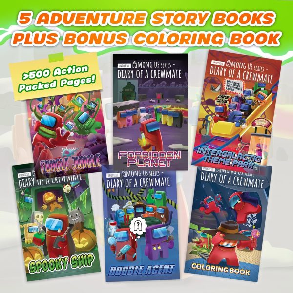 Among Us Inspired Boxed Set: 5 Epic Adventure Story Chapter Books (plus Bonus Coloring Book) for Kids Young Gaming Fans - Unofficial & Independent, Gift for Children Boys & Girls 8-12 years-1