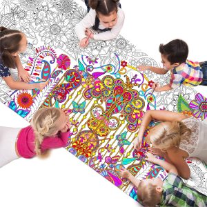 Giant Coloring Poster, Large Plant Coloring Activity Paper 75” x 31” Jumbo Size Versatile Paper DIY Painting Drawing Banner/Tablecloth for School Group Family Art Craft Activities Decoration-0