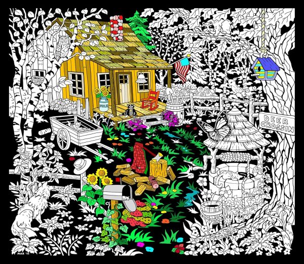 Cabin Well - 23x20 Fuzzy Velvet Detailed Coloring Poster-0