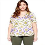 Fiorella Rubino Bluse Schal-Print Satin Damen Große Größen