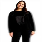 Fiorella Rubino Kick Flare Jeans Schwarz Curvy Größen Damen