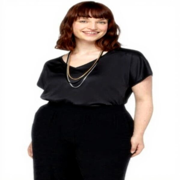 Fiorella Rubino T-Shirt Satin Jersey Damen Grau Herbst Winter