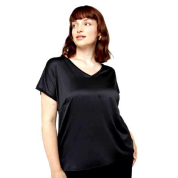 Fiorella Rubino T-Shirt Satin Jersey Damen Grau Herbst Winter