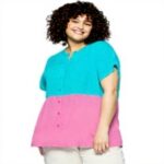 Fiorella Rubino Zweifarbige Bluse Curvy Größen Sommer