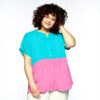Fiorella Rubino Zweifarbige Bluse Curvy Größen Sommer